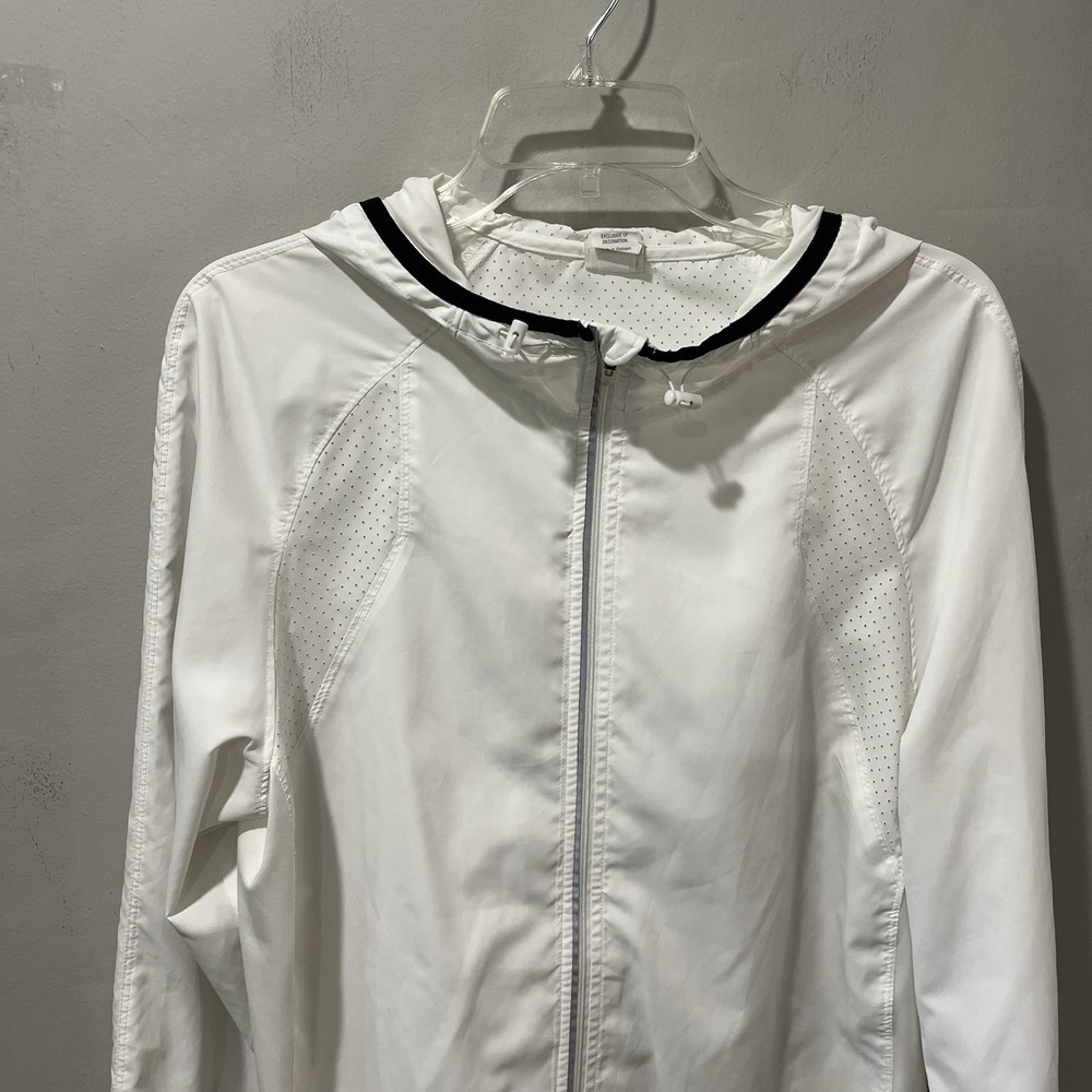 Champion Jacket Mens Size Large White Full Zip Hooded Anorak Windbreaker Rain - Picture 5 of 7